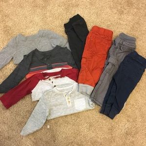 Set Of Boys pants and long sleeve shirts Sz 12 mo